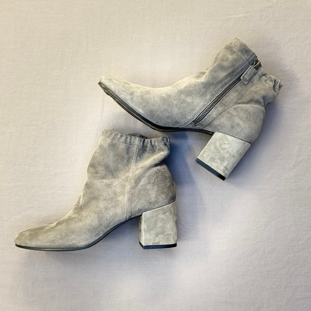 Eileen Fisher Hollis Grey Suede Block Heel Ankle Bootie Womens 6